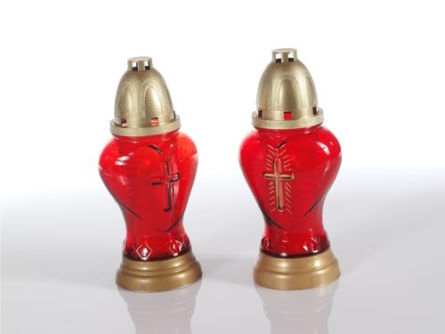 SL Grablampe aus Glas, rot, mit Brenner